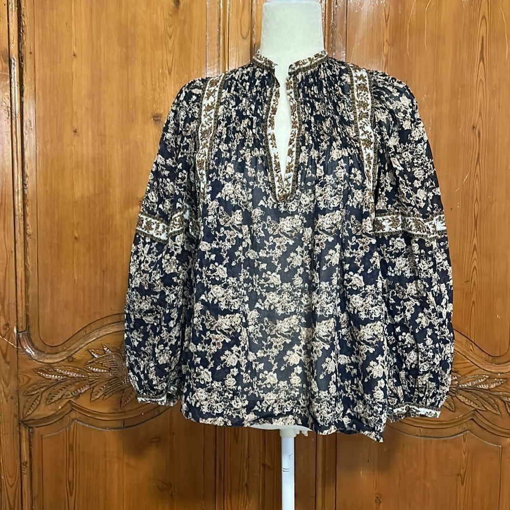 Isabel Marant Etoile Cotton Floral Pleated Top